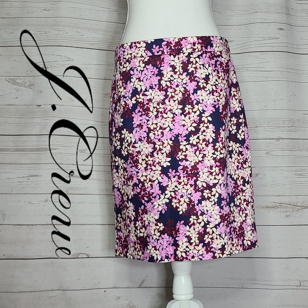 J. Crew Sateen Purple Floral Pencil Skirt